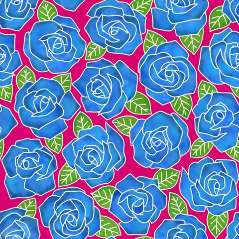 Dense Rose Watercolor Blue | Pink Background