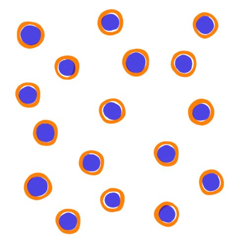 Watercolor Double Circle Orange Blue